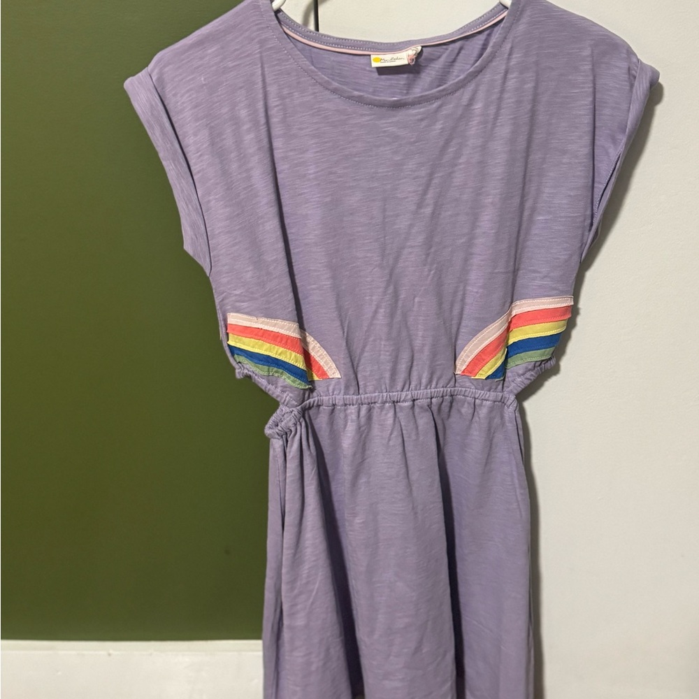 Mini Boden Purple Dress with Rainbow Cut Out Size 9-10